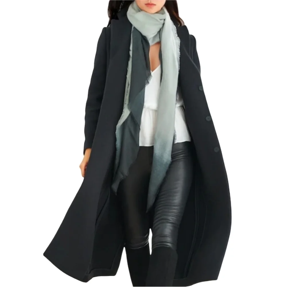 CUSHNIE Thin Knit Scarf Grey Horizon Ombre Blanket Soft Luxurious Oversized Cozy
